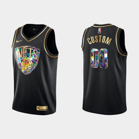 Män Brooklyn Nets Tröja Skräddarsydda Nike 2021-22 Svart Golden Edition 75th Anniversary Diamond Swingman 